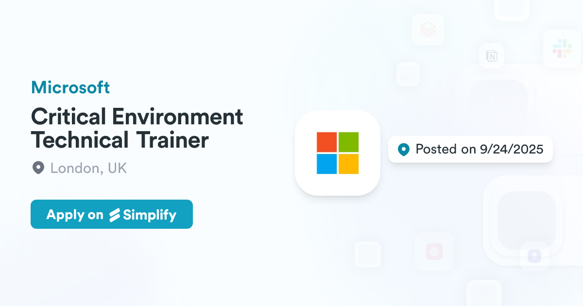 Critical Environment Technical Trainer Microsoft Simplify Jobs